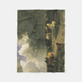 暴風雨のウマ科の馬 フリースブランケット (正面)