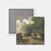 暴風雨のウマ科の馬 マグネット (正面/裏面)