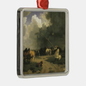 暴風雨のウマ科の馬 メタルオーナメント (右)