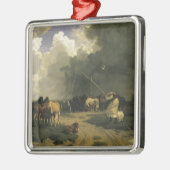 暴風雨のウマ科の馬 メタルオーナメント (左)