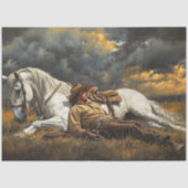 暴風雨の前に眠るカウボーイホースを切り離す 薄葉紙 (正面)