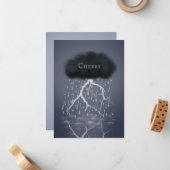 暴風雨サンダークラウド&稲妻 パーソナライズされた ノートカード (正面/裏面インサイチュ)