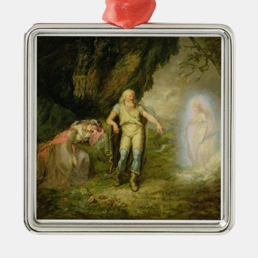 「暴風雨」からのMiranda、ProsperoおよびAriel、 メタルオーナメント (正面)