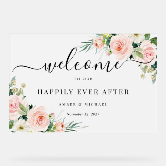 曇ったアクリル結婚の看板の後で幸せに アクリルサイン (正面)