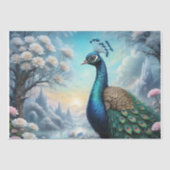 曇ったエレガンスデコップブルーの優雅な孔雀 薄葉紙 (正面)