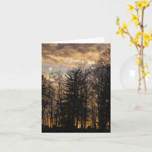 曇った夕日 カード (黄色い花)