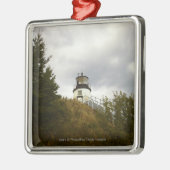 曇った日のフクロウのヘッド灯台 メタルオーナメント (左)