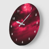 曇った濃い赤い空 ラージ壁時計 (傾斜)