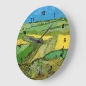 曇った空の下のオーバーの小麦畑 ラージ壁時計 (傾斜)