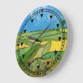 曇った空の下のオーバーの小麦畑 ラージ壁時計 (傾斜)