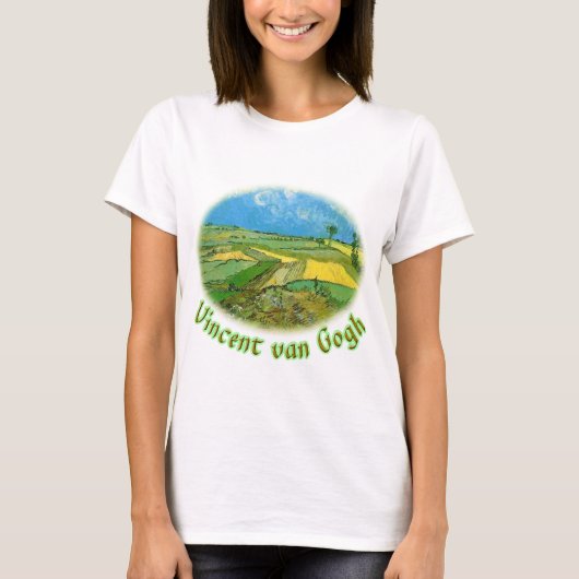 曇った空の下のオーバーの小麦畑,ヴァン・ゴグ Tシャツ (正面)