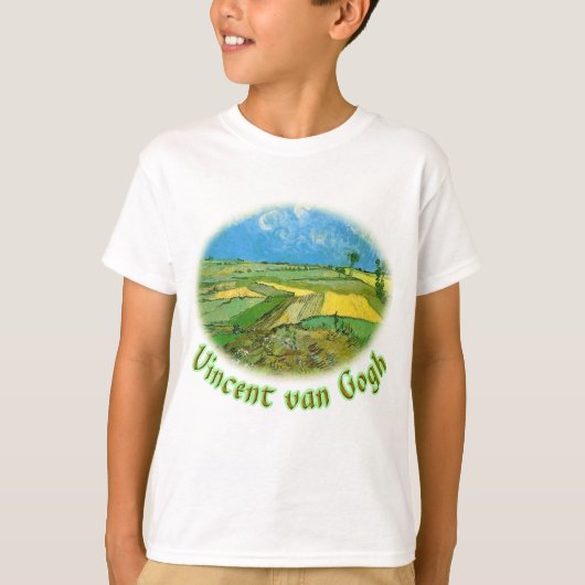 曇った空の下のオーヴェルの麦畑　ゴッホ Tシャツ (正面)