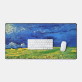 曇った空の下の小麦畑ビンセント・ヴァン・ゴッホ デスクマット (キーボード&マウス)