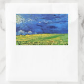 曇った空の下の小麦畑ビンセント・ヴァン・ゴッホ 長方形シール (バッグ)