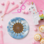 曇った青空のバイオリンのヒマワリ ペーパープレート (パーティー)