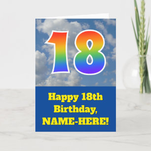 曇った青空、虹パターン"18"誕生日# カード