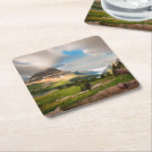曇ったmountains |高山湖 スクエアペーパーコースター (アングル)