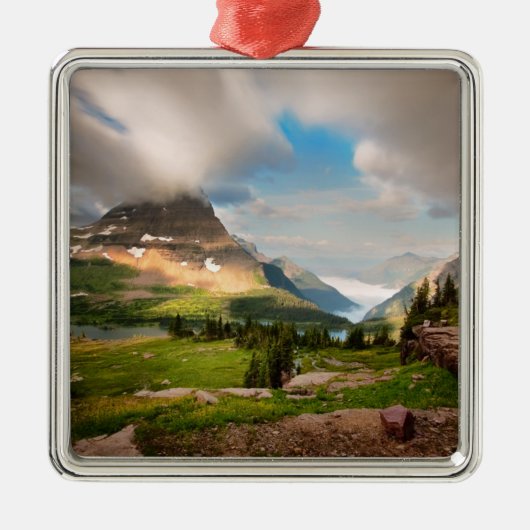 曇ったmountains |高山湖 メタルオーナメント (正面)