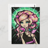 曇らされたばら色の天使のファンタジーの妖精の芸術の郵便はがき ポストカード (正面/裏面)