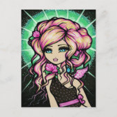 曇らされたばら色の天使のファンタジーの妖精の芸術の郵便はがき ポストカード (正面)
