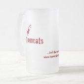 曇らされたガラスのマグ-深紅色のレタリング フロストグラスビールジョッキ (正面左)