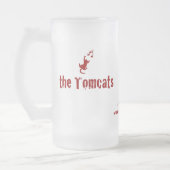 曇らされたガラスのマグ-深紅色のレタリング フロストグラスビールジョッキ (左)