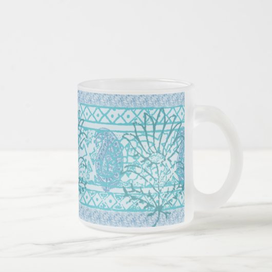 曇らされたガラスMag -インドの青 フロストグラスマグカップ (右)