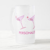 曇らされたジョッキ、マグ-ピンクのマルティーニ フロストグラスビールジョッキ (正面左)