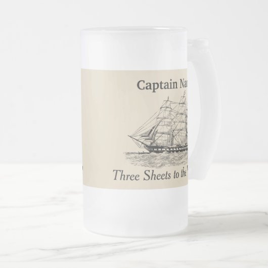 曇らされたマグのスクーナー船は大尉とName個人化なります フロストグラスビールジョッキ (正面右)