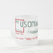 曇らされたマグのUsonianのインのロゴ フロストグラスマグカップ (正面左)