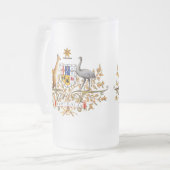 曇らされたマグオーストラリアの紋章付き外衣 フロストグラスビールジョッキ (正面左)