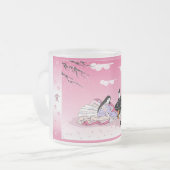 曇らされたマグ"桜愛" フロストグラスマグカップ (正面左)