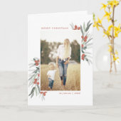 曇らされた果実、クリスマスの写真の挨拶状 カード (黄色い花)