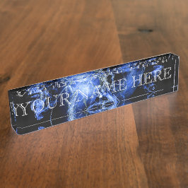 曇らされた花のフラクタルの名札 デスクネームプレート