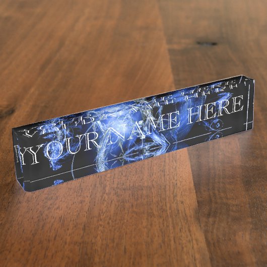 曇らされた花のフラクタルの名札 デスクネームプレート (側面)