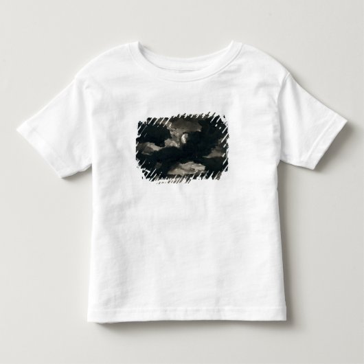 曇らせていた月明りの空(置かれるの勉強の黒い洗浄 トドラーTシャツ (正面)