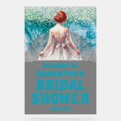 曇りアクリルビーチブライダルシャワーウェルカムサイン アクリルサイン (正面)