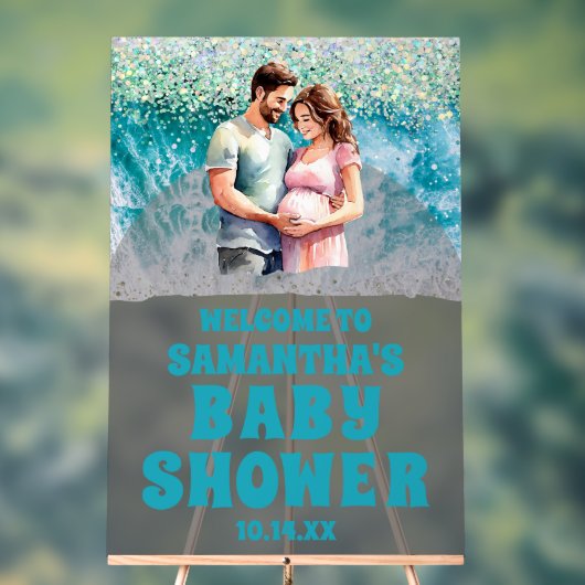 曇りアクリルビーチ赤ちゃんシャワー歓迎サイン アクリルサイン (ニュートラル)