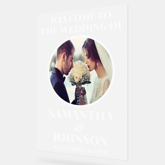 曇りアクリルフォト結婚のウェルカムサイン アクリルサイン (傾斜)