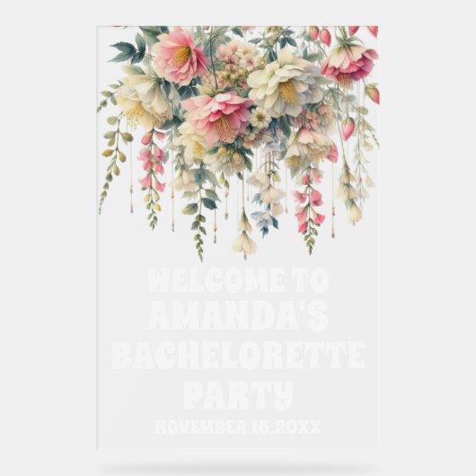 曇りアクリルフローラバチェロレッテ歓迎サイン アクリルサイン (正面)