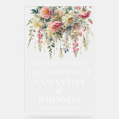 曇りアクリルフローラ結婚のウェルカムサイン アクリルサイン (正面)