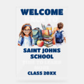 曇りアクリル新学期ウェルカムサイン アクリルサイン (正面)