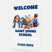 曇りアクリル新学期ウェルカムサイン アクリルサイン (傾斜)