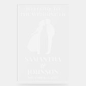 曇りアクリル結婚白の歓迎サイン アクリルサイン (正面)