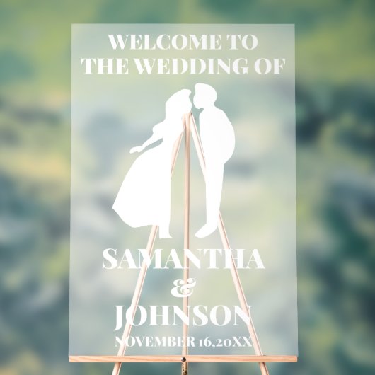 曇りアクリル結婚白の歓迎サイン アクリルサイン (ニュートラル)