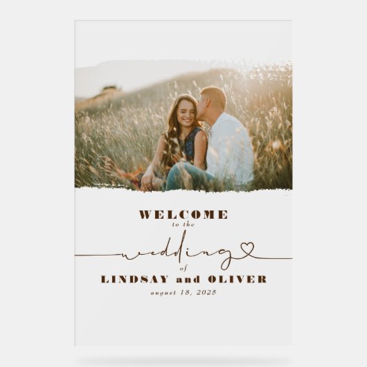 曇りエレガントな結婚式のウェルカムフォトサイン アクリルサイン (正面)