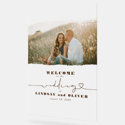 曇りエレガントな結婚式のウェルカムフォトサイン アクリルサイン (傾斜)