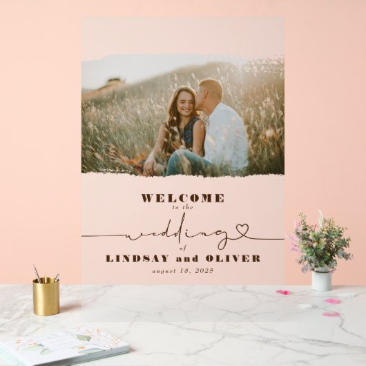 曇りエレガントな結婚式のウェルカムフォトサイン アクリルサイン (ウェディング)