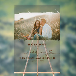 曇りエレガントな結婚式のウェルカムフォトサイン アクリルサイン