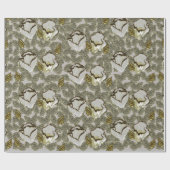 曇りエレガント銀クリームフローラ ラッピングペーパー (フラット)